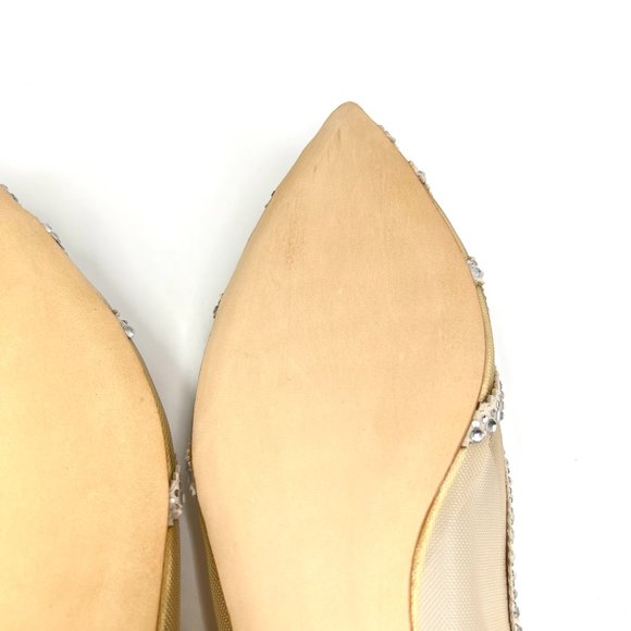 Badgley Mischka BHLDN Size‎ 11 Gigi Pointed Toe Jeweled Ivory Ballet Flats Shoes - Picture 13 of 15